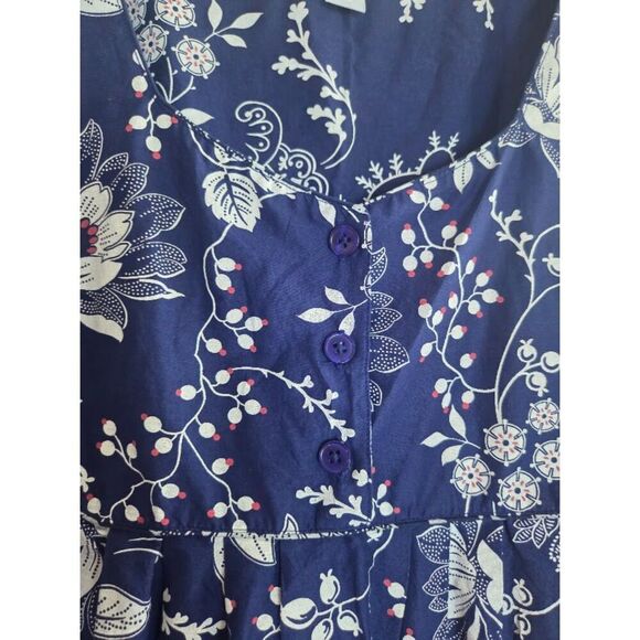 NWOT Only Necessities Blue White Floral 100% Cottom Maxi Length Dress size Large - Picture 5 of 10